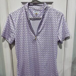 Greg Norman Golf Shirt Women Small 1/4 Zip Short Sleeve Play Dry Athletic